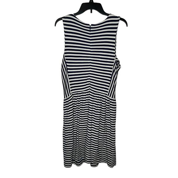 Madewell Women T-Shirt Dress Afternoon Sleeveless Striped Pockets Pleated Large - Picture 7 of 10